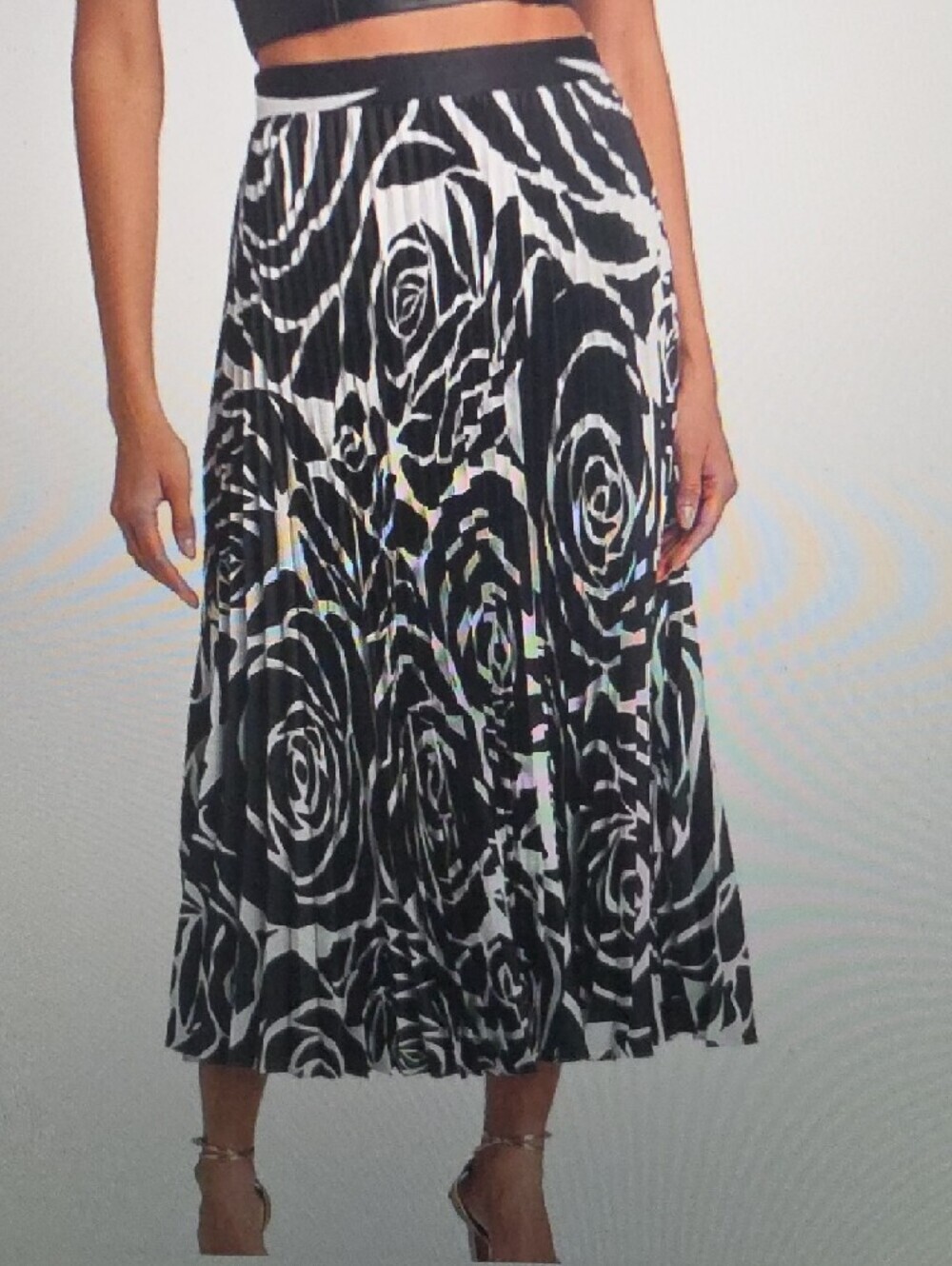 MILLY Otha Printed Pleated Midi Skirt Size 4 $325 - Picture 2 of 6